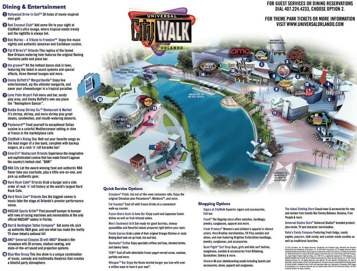 Univerzalni Orlando citywalk mapu