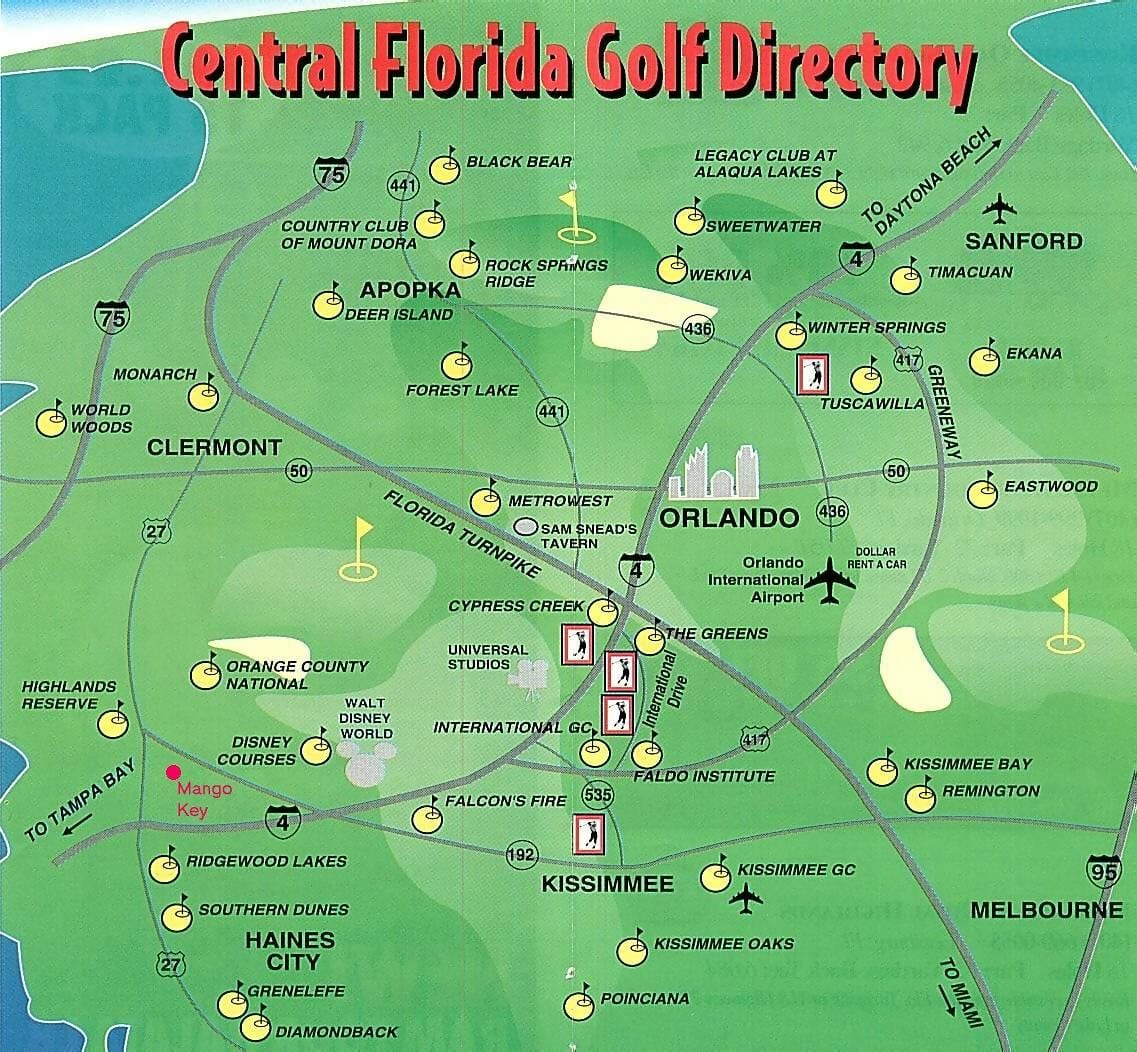 mapa je od Orlanda golf terenima