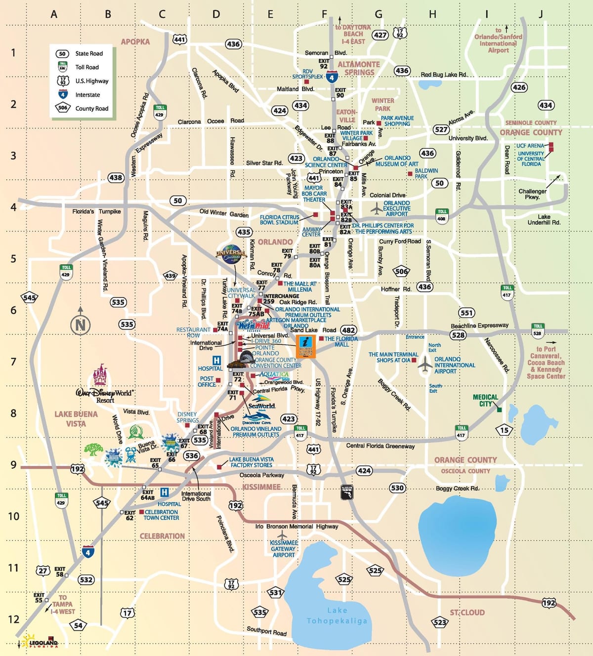 mapa je od Orlanda zabavni parkovi