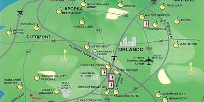 Mapa je od Orlanda golf terenima